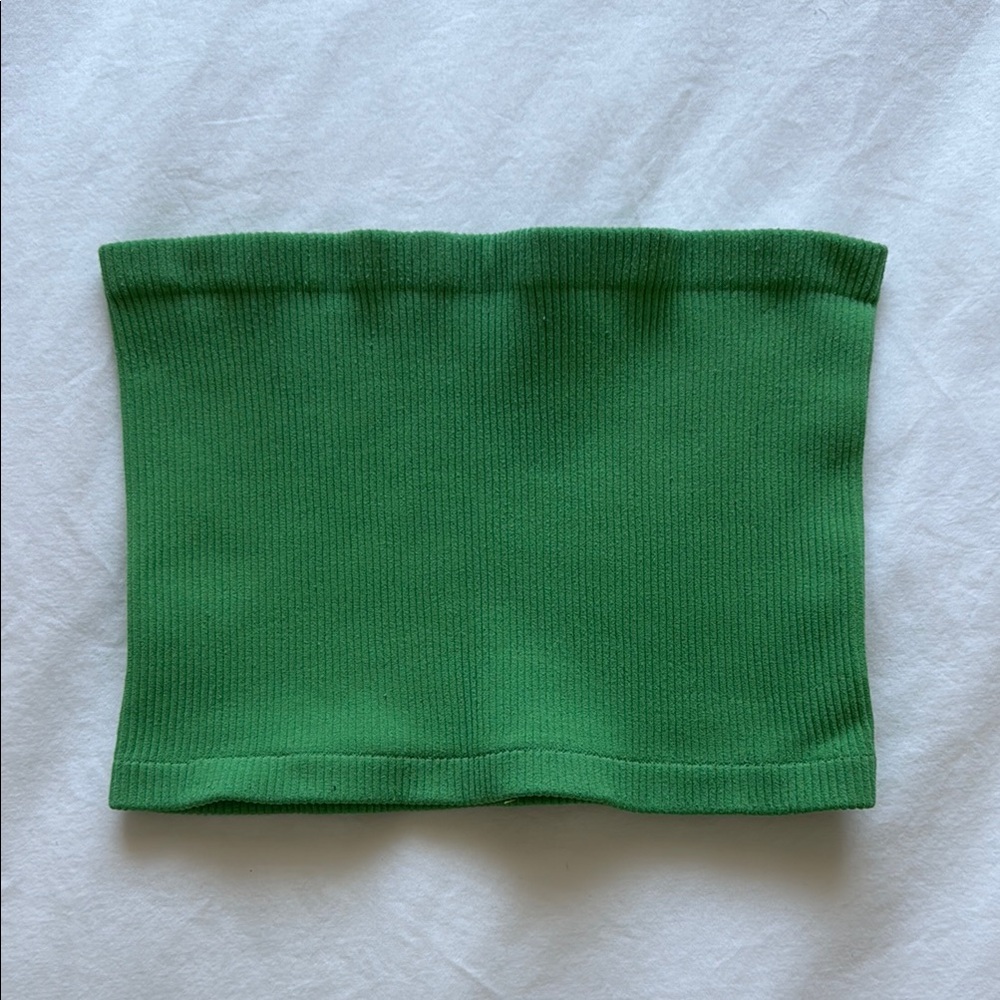 Green Ribbed Tube Top